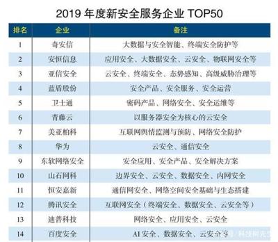 2019年度新安全服務(wù)企業(yè)TOP50榜單解析 互聯(lián)網(wǎng)安全服務(wù)迎接全新時(shí)代